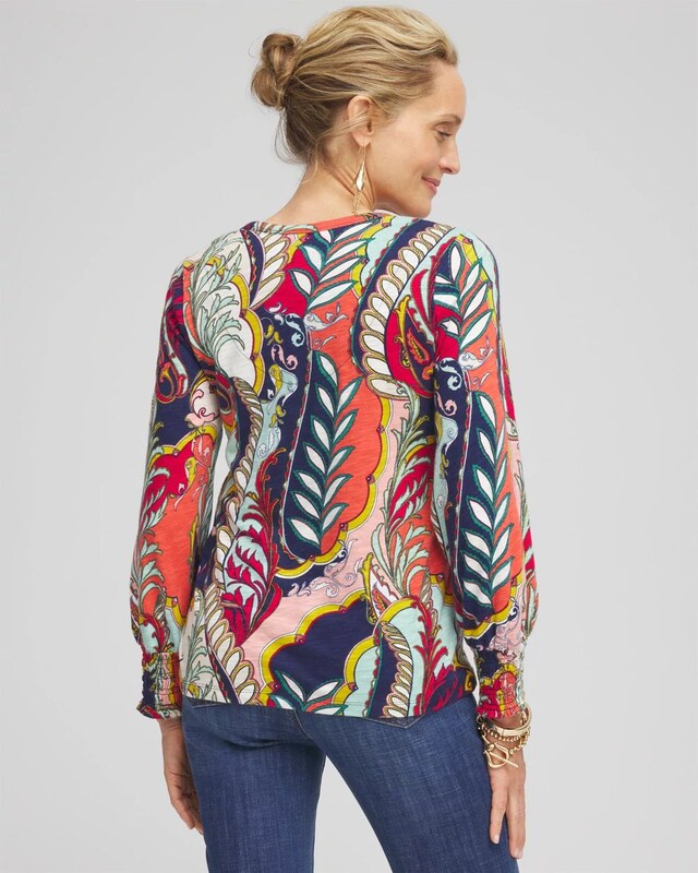 Paisley Smocked Cuff Tee - image 3